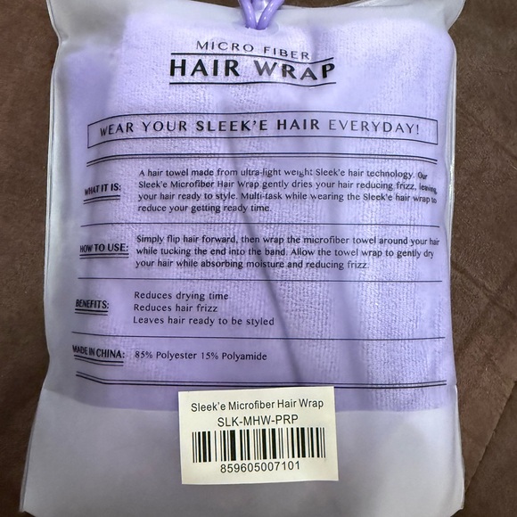 Purple Microfiber Hair Wrap - Picture 2 of 2